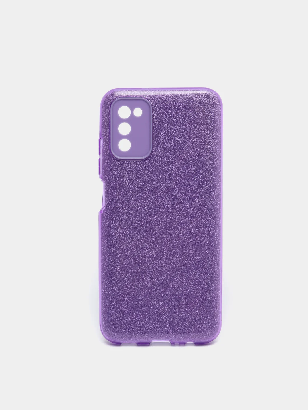 Фиолетовый чехол Samsung Galaxy A03s, Самсунг Галакси А03с блестящий сияющий с защитой камеры