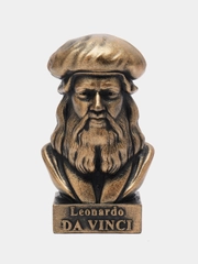 Бюст "Да Винчи" гипсовый, патина, высота - 16 см