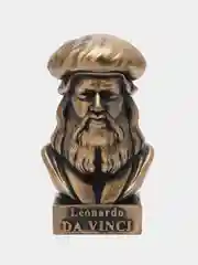 Бюст "Да Винчи" гипсовый, патина, высота - 16 см