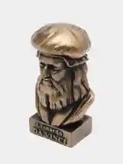 Бюст "Да Винчи" гипсовый, патина, высота - 16 см