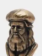 Бюст "Да Винчи" гипсовый, патина, высота - 16 см