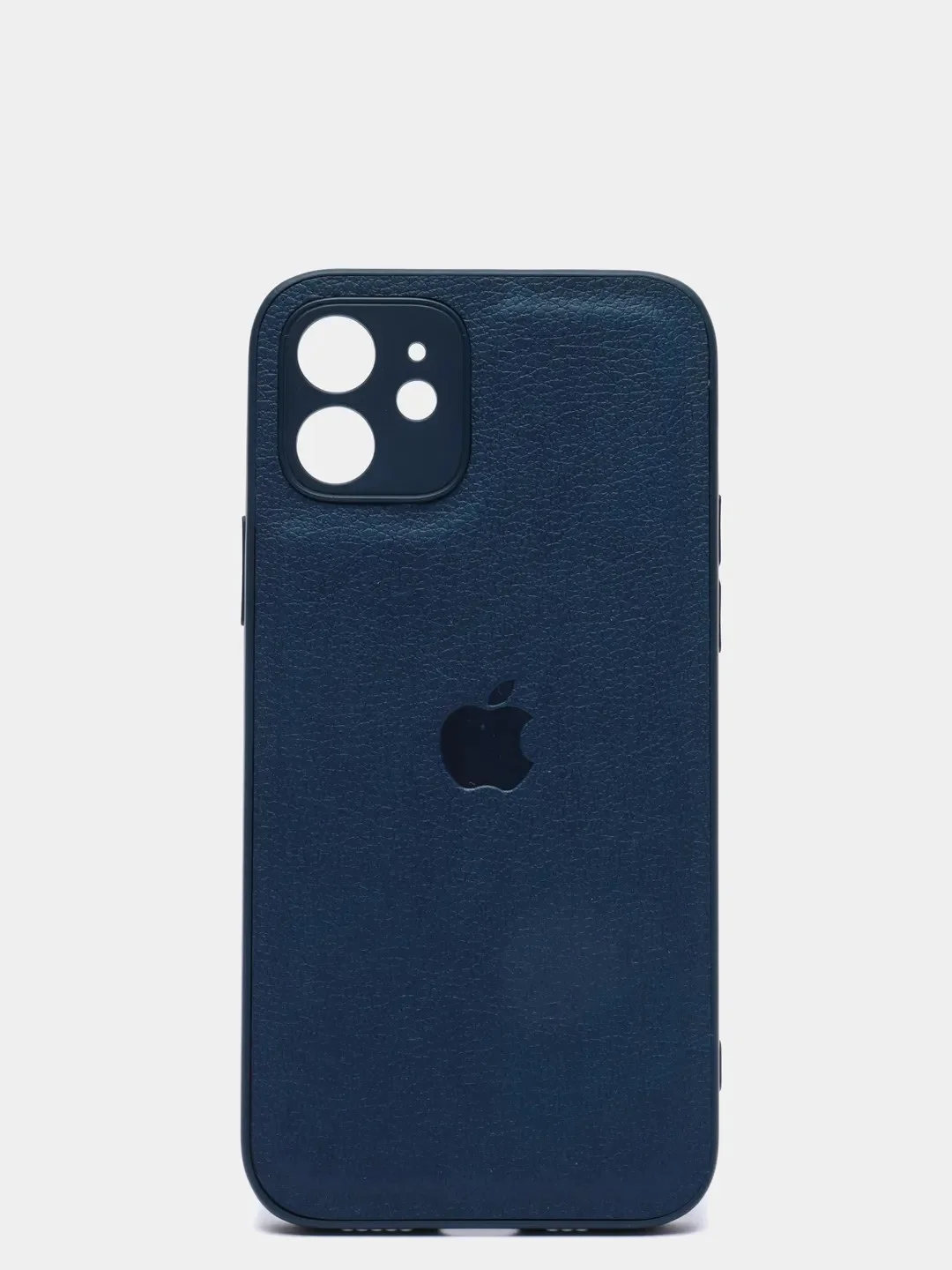 Темно-синий чехол кожаный для Apple iPhone XR, 11, 12, 13, Pro, ProMax