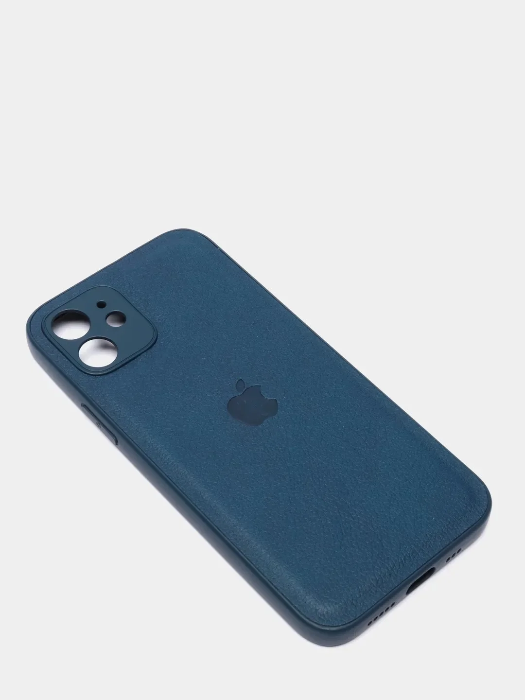 Темно-синий чехол кожаный для Apple iPhone XR, 11, 12, 13, Pro, ProMax