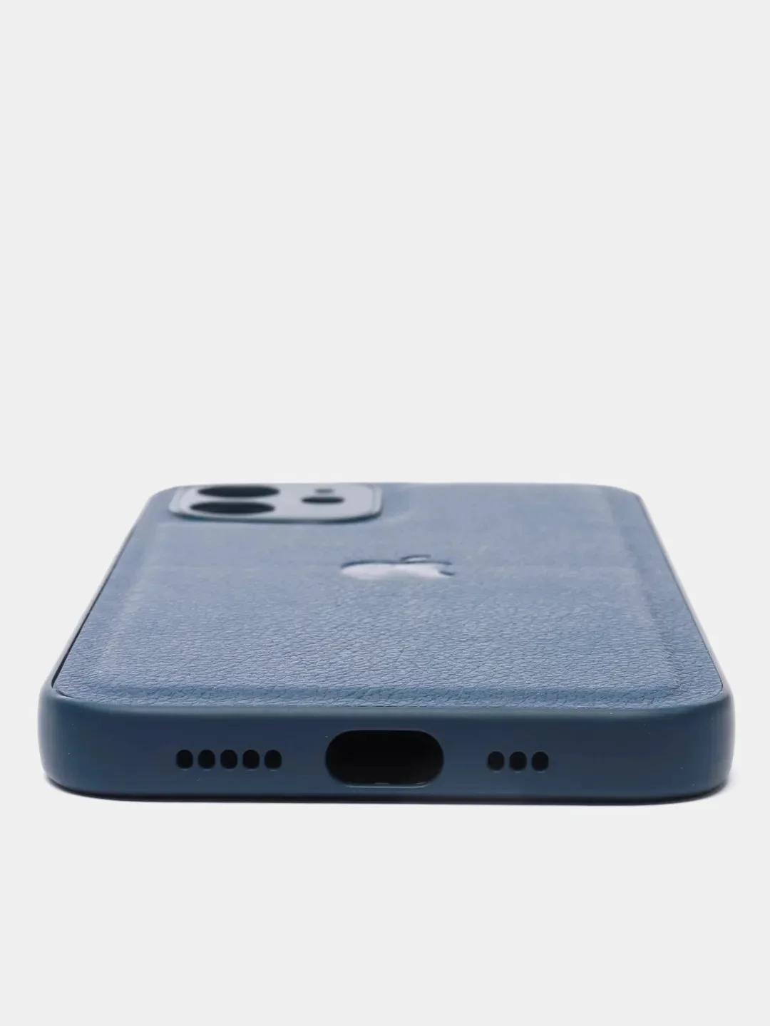 Темно-синий чехол кожаный для Apple iPhone XR, 11, 12, 13, Pro, ProMax
