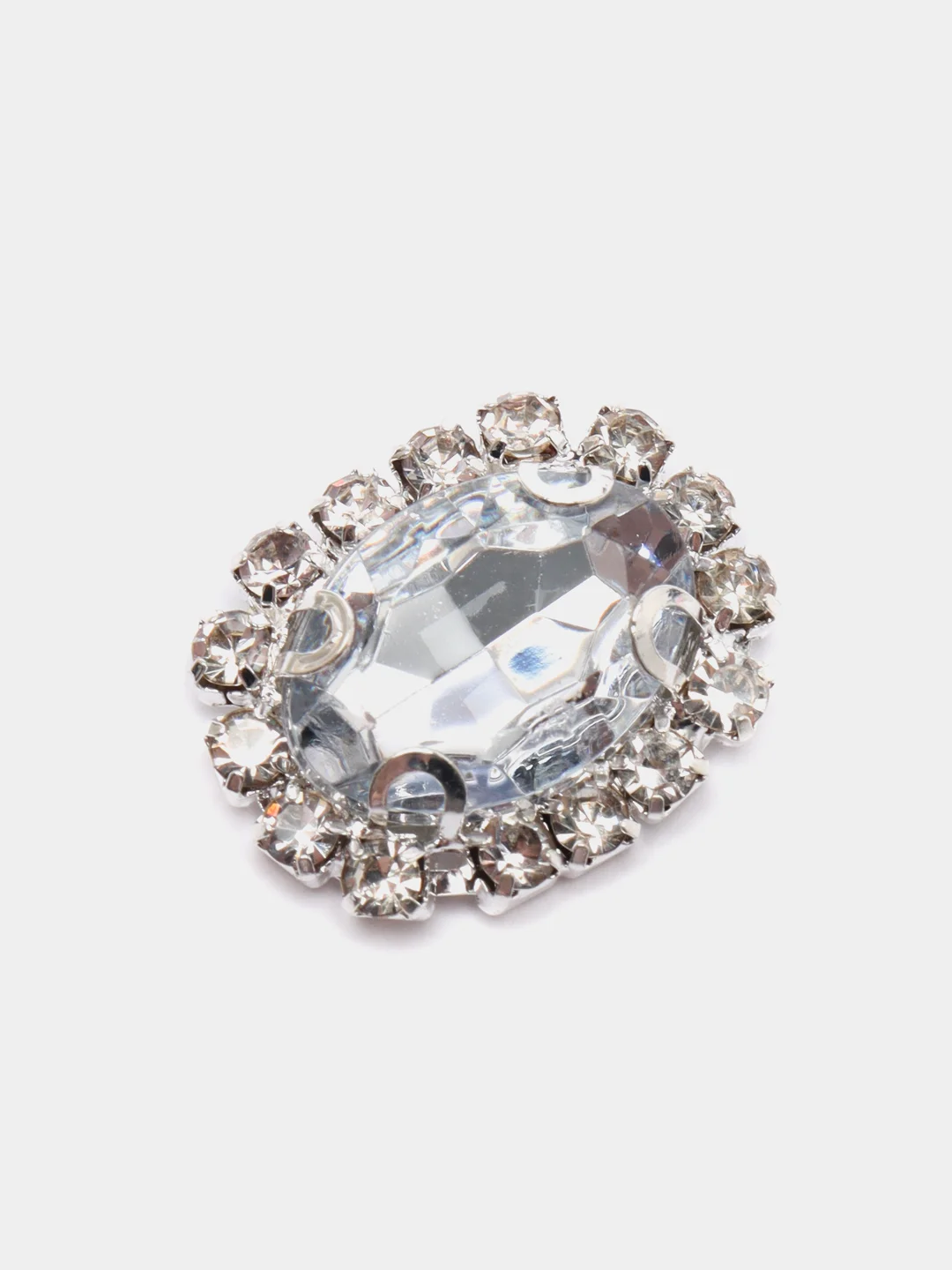 Серебряный кабошоны со стразами, 2 штуки