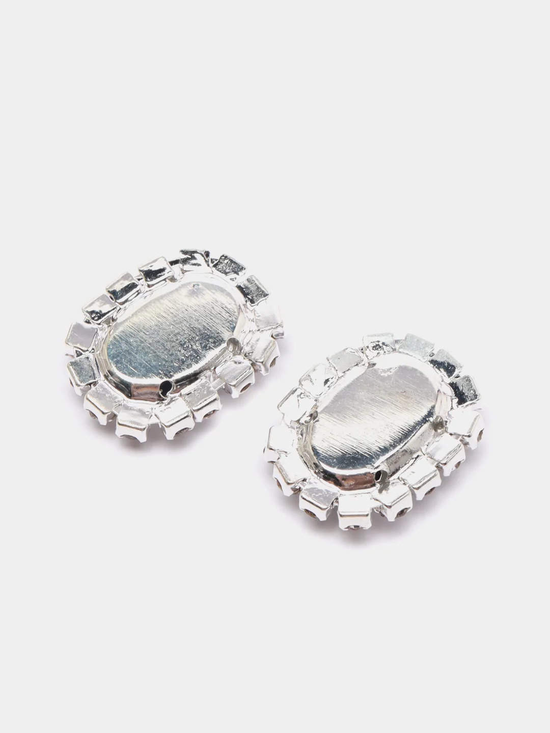 Серебряный кабошоны со стразами, 2 штуки