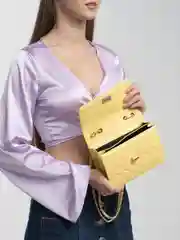 Желтый сумка женская через плечо, с цепочкой
