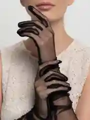 Прозрачный сетчатые длинные гипюровые перчатки, женские