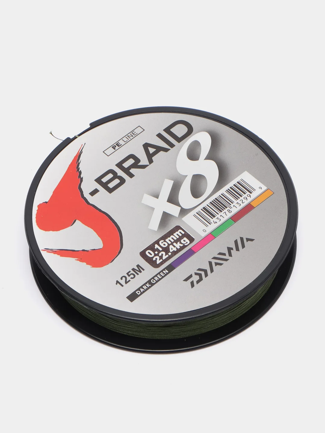 Зеленый леска плетеный шнур для рыбалки Daiwa J-Braid X 8, 125 м, 0,16 мм 22,4 кг