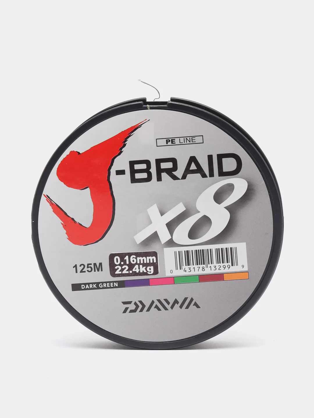 Зеленый леска плетеный шнур для рыбалки Daiwa J-Braid X 8, 125 м, 0,16 мм 22,4 кг