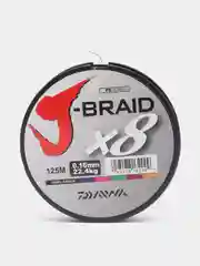 Зеленый леска плетеный шнур для рыбалки Daiwa J-Braid X 8, 125 м, 0,16 мм 22,4 кг