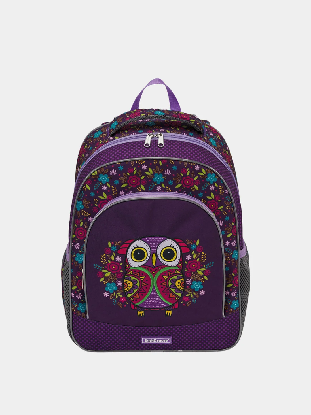 Рюкзак для девочек, с эргономичной спинкой, ErichKrause ErgoLine "Flower Owl", 15 л