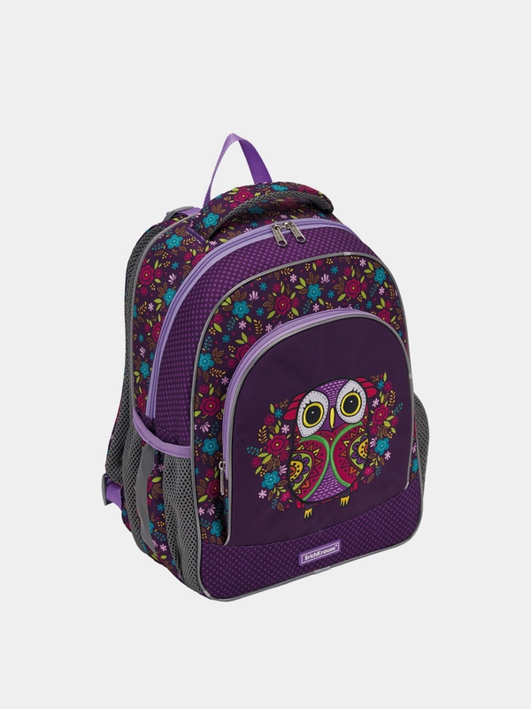 Рюкзак для девочек, с эргономичной спинкой, ErichKrause ErgoLine "Flower Owl", 15 л