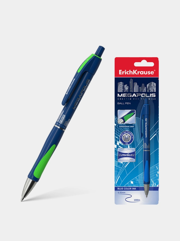 Ручка шариковая автоматическая ErichKrause "Megapolis Concept", синий