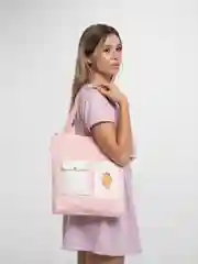 Коралловый сумка-шоппер с накладными карманами