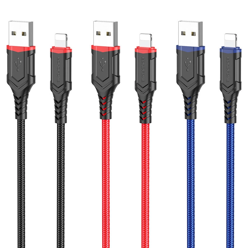 Кабель для зарядки и передачи данных Borofone BX67, Type-C/Lightning/Micro, 1м, до 2.4A
