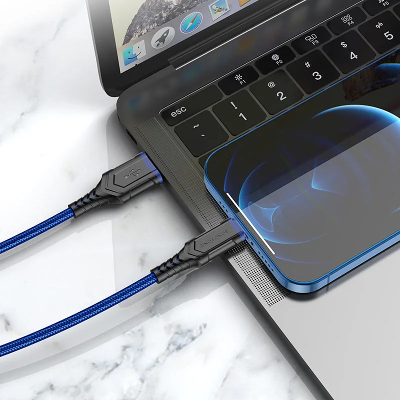 Красный кабель для зарядки и передачи данных Borofone BX67, Type-C/Lightning/Micro, 1м, до 2.4A