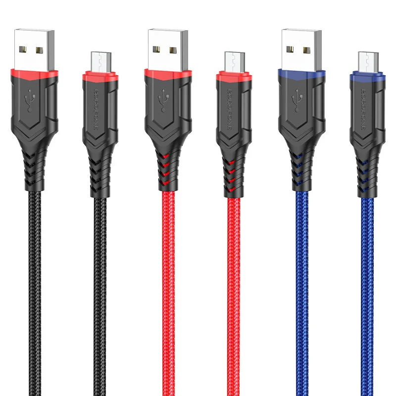 Красный кабель для зарядки и передачи данных Borofone BX67, Type-C/Lightning/Micro, 1м, до 2.4A