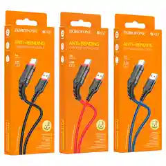 Красный кабель для зарядки и передачи данных Borofone BX67, Type-C/Lightning/Micro, 1м, до 2.4A