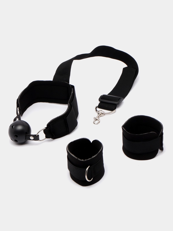 Кляп с наручниками для БДСМ, ролевых игр, шарик-кляп в рот BDSM, наручники для связывания