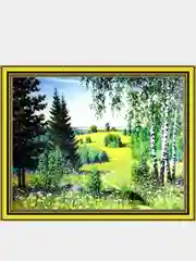 Лесной зеленый алмазная мозаика "Пейзаж" на подрамнике, 40*50 см
