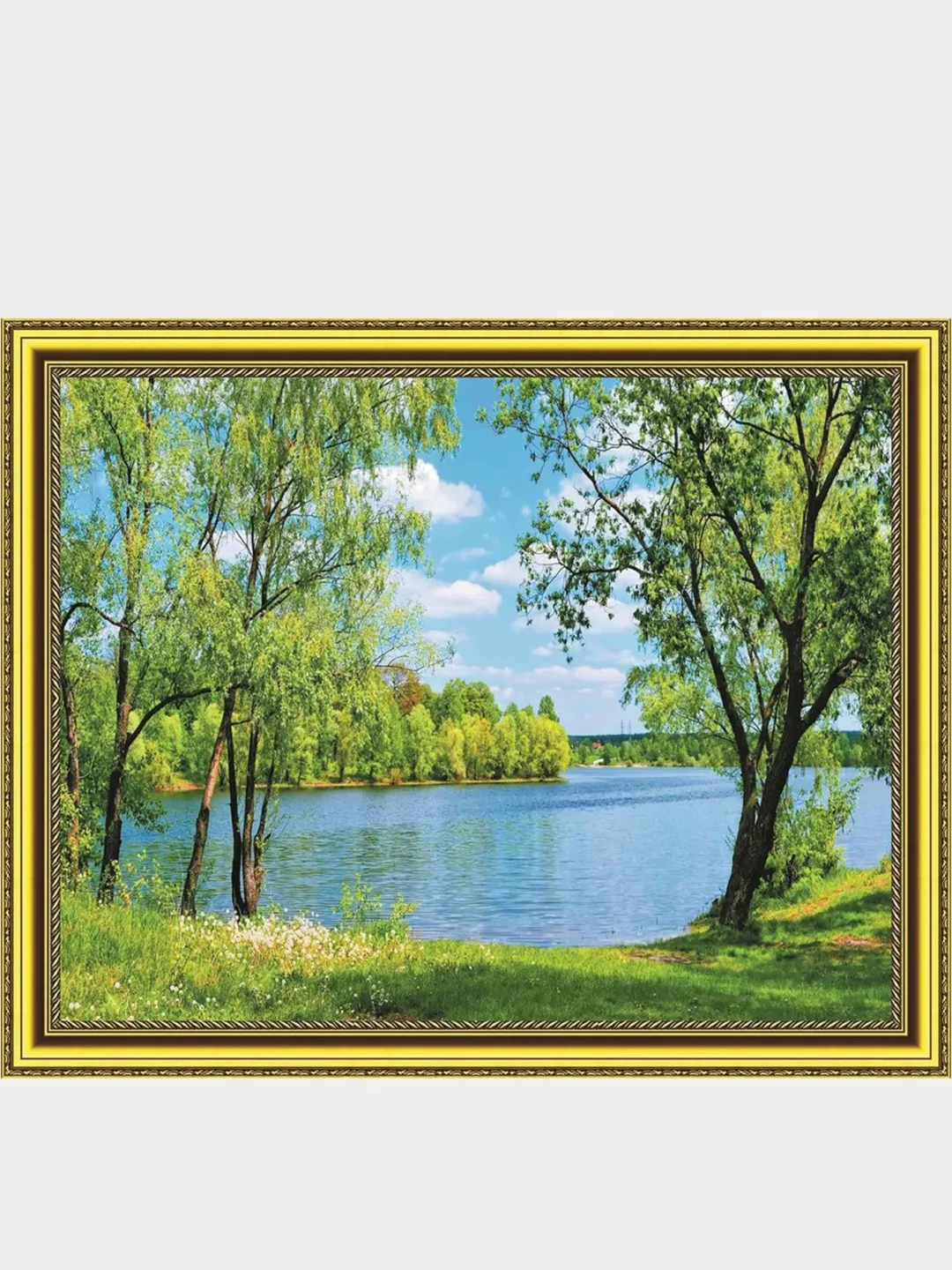 Голубой алмазная мозаика "Пейзаж" на подрамнике, 40*50 см