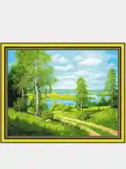 Белый алмазная мозаика "Пейзаж" на подрамнике, 40*50 см
