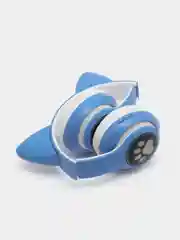 Небесно-голубой наушники беспроводные Bluetooth с кошачьими светящимися ушками "Cat Ear"