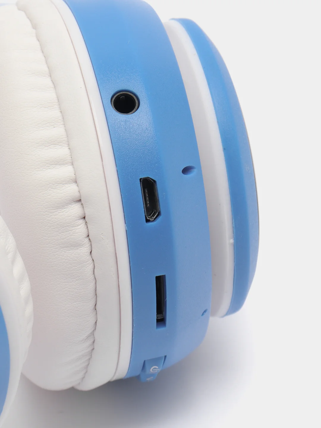 Небесно-голубой наушники беспроводные Bluetooth с кошачьими светящимися ушками "Cat Ear"