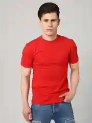 Алый футболка однотонная, мужская, хлопок