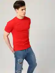 Алый футболка однотонная, мужская, хлопок