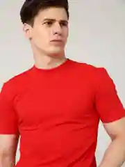 Алый футболка однотонная, мужская, хлопок