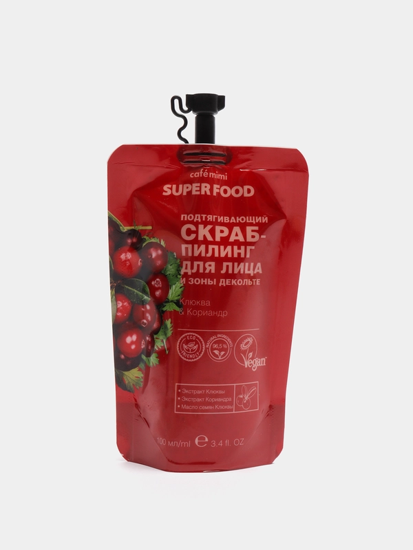 Подтягивающий скраб-пилинг для лица и зоны декольте "Клюква & Кориандр", 100 мл
