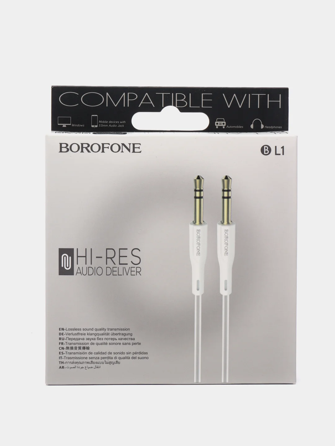 Кабель акустический Borofone BL1, AUX, Jack 3,5 мм - Jack 3,5 мм, 1.0 м