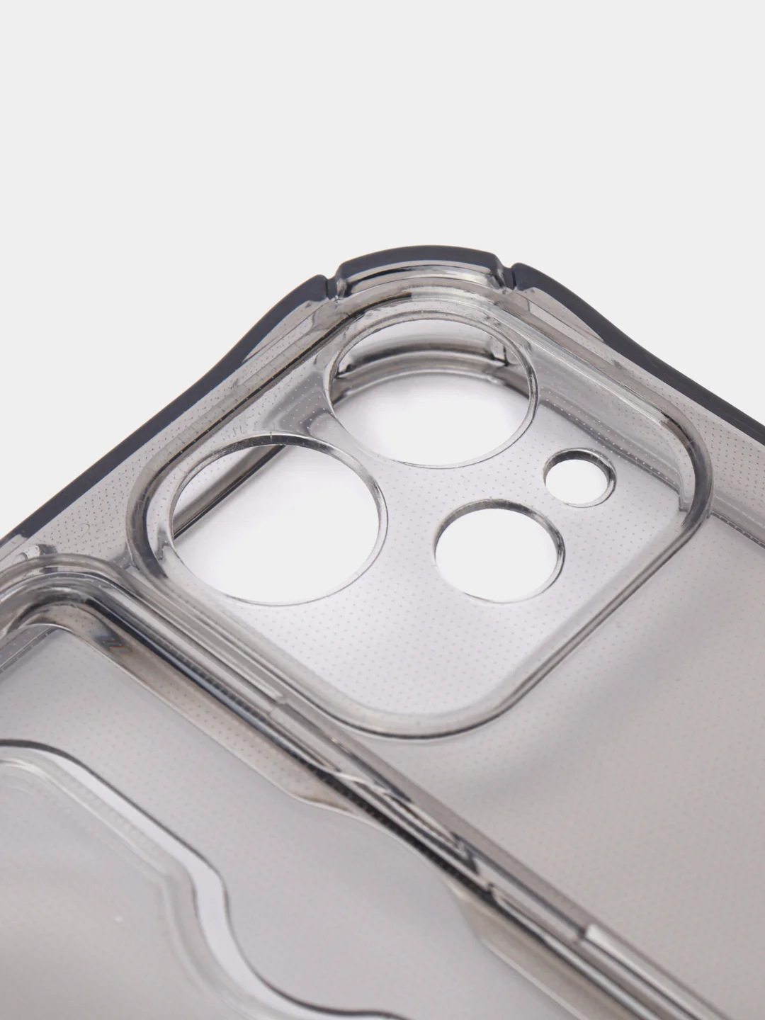 Тёмно-серый чехол iPhone 11, 15 Pro, 14 Max, 13, 12, XR, XS, 6, 7, 8 Plus, SE, с карманом для карт, прозрачный