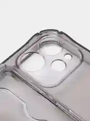 Тёмно-серый чехол iPhone 11, 15 Pro, 14 Max, 13, 12, XR, XS, 6, 7, 8 Plus, SE, с карманом для карт, прозрачный