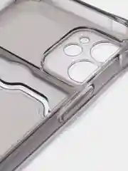 Тёмно-серый чехол iPhone 11, 15 Pro, 14 Max, 13, 12, XR, XS, 6, 7, 8 Plus, SE, с карманом для карт, прозрачный