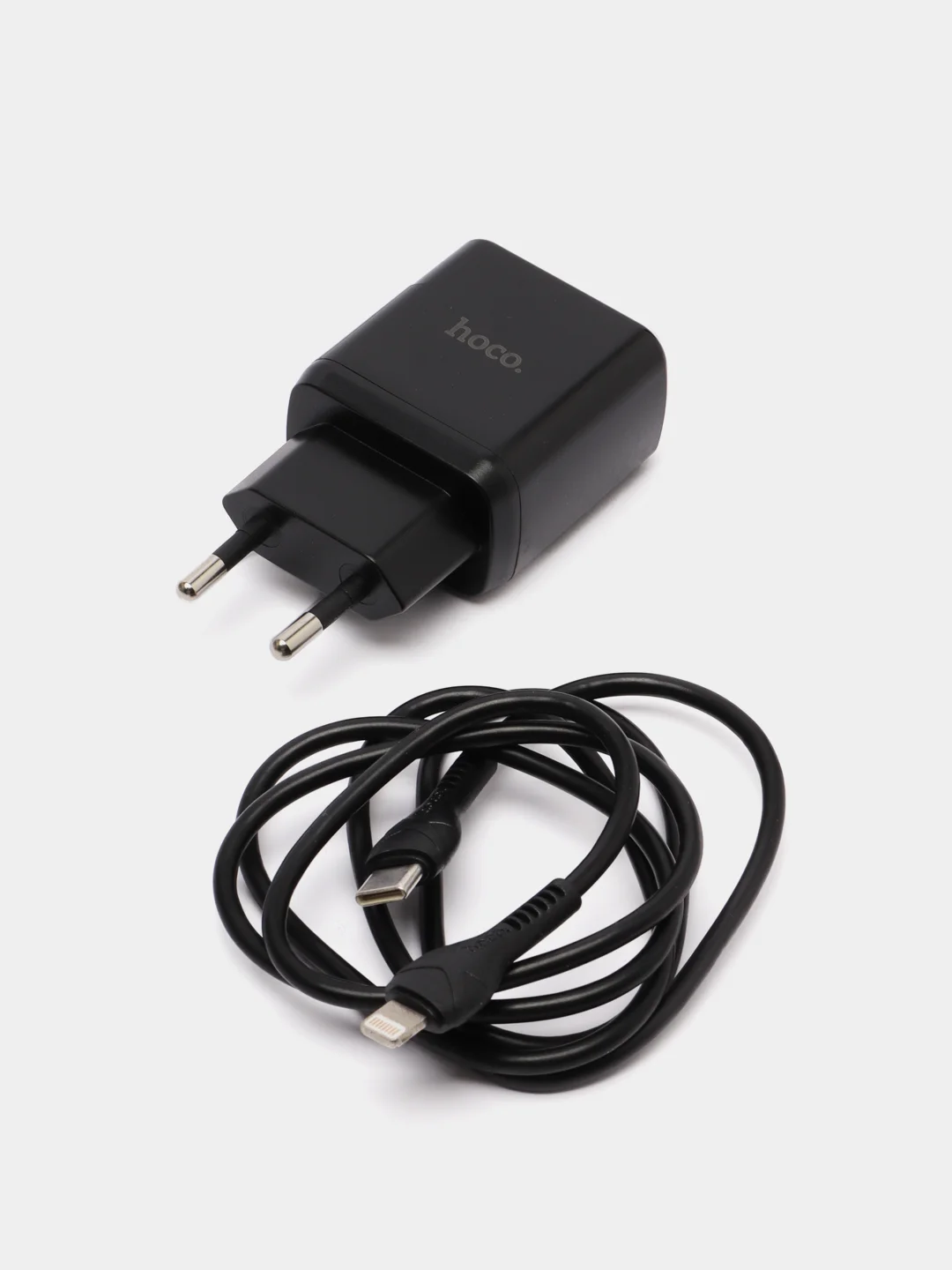 Черный сетевое зарядное устройство Hoco N5 + Type-C to Lightning Быстрая зарядка QC3.0 PD 20W