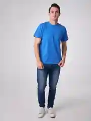 Синий футболка однотонная, мужская, хлопок