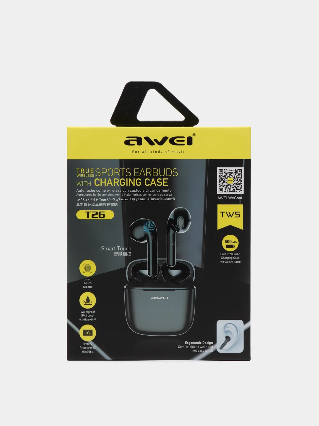 Черный беспроводные наушники Awei T26, Bluetooth 5.0
