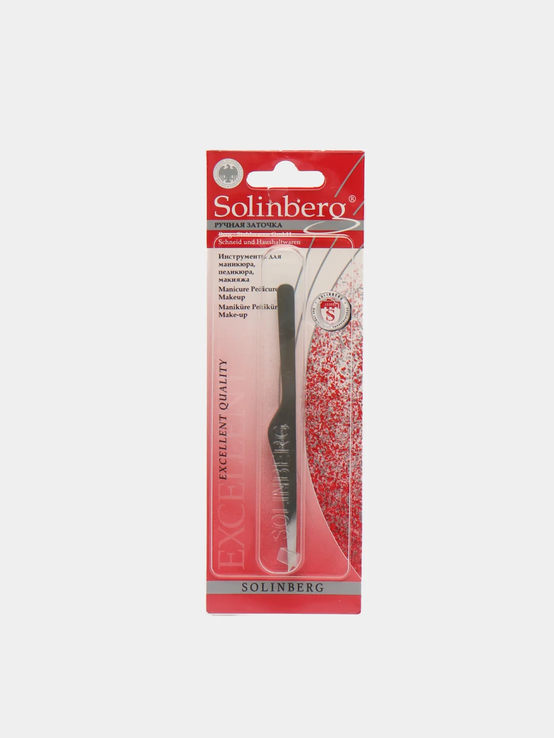 Пинцет для бровей Solinberg G801з, ручная заточка, серебро
