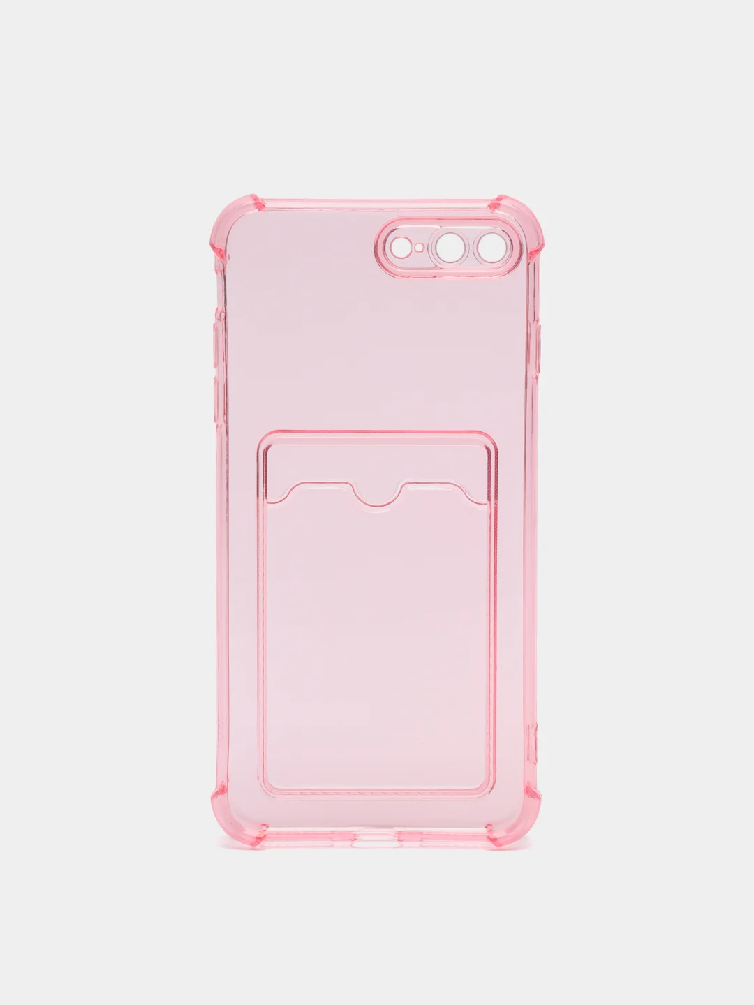 Розовый чехол с карманом для пластиковых карт iPhone 7,8,SE,Х,XS,XR,11,12,13 pro/max, силиконовый