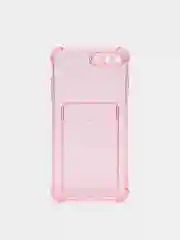 Розовый чехол с карманом для пластиковых карт iPhone 7,8,SE,Х,XS,XR,11,12,13 pro/max, силиконовый