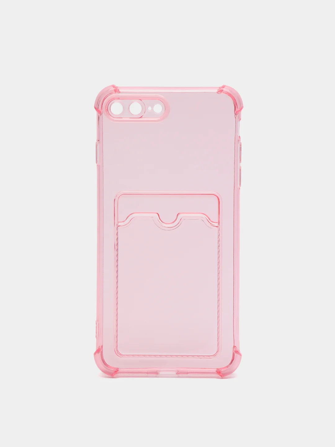 Розовый чехол с карманом для пластиковых карт iPhone 7,8,SE,Х,XS,XR,11,12,13 pro/max, силиконовый