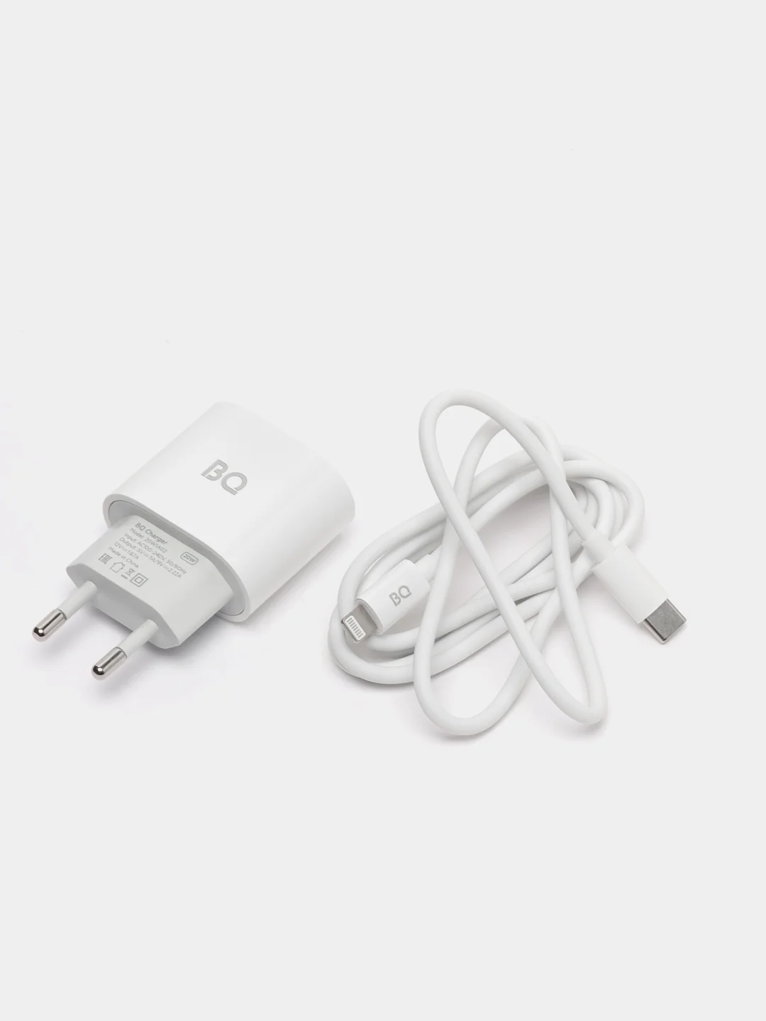 Белый зарядное устройство BQ с кабелем Lightning, 20 Вт