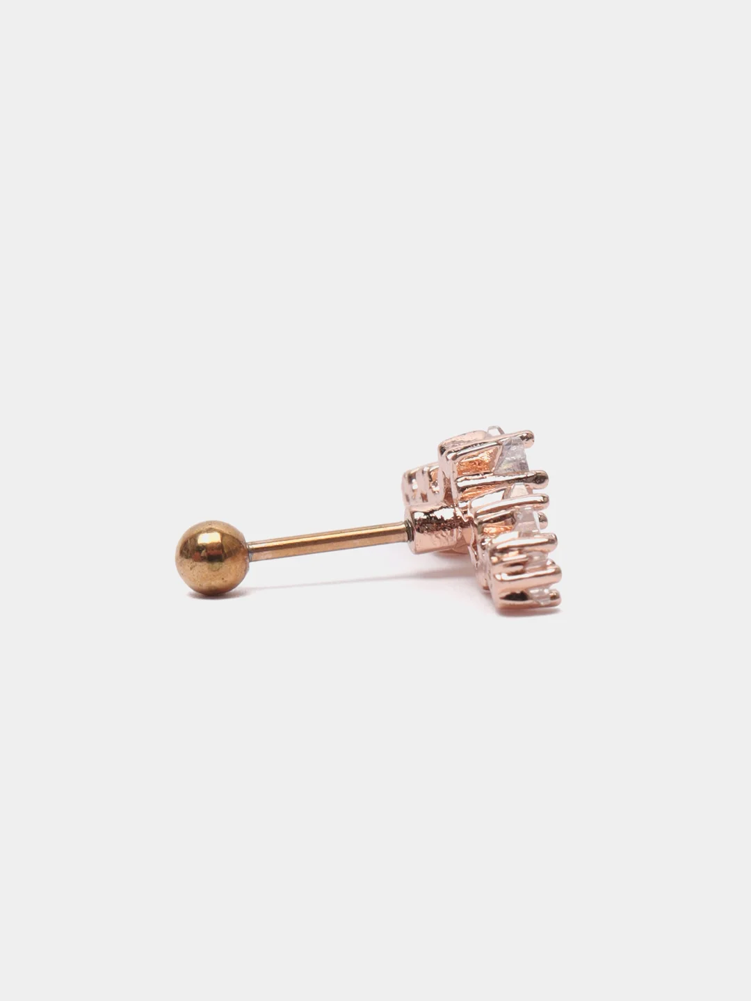 Вишнёвый микросерьга-пирсинг "Pink Gold" со стержнем из нержавеющей стали