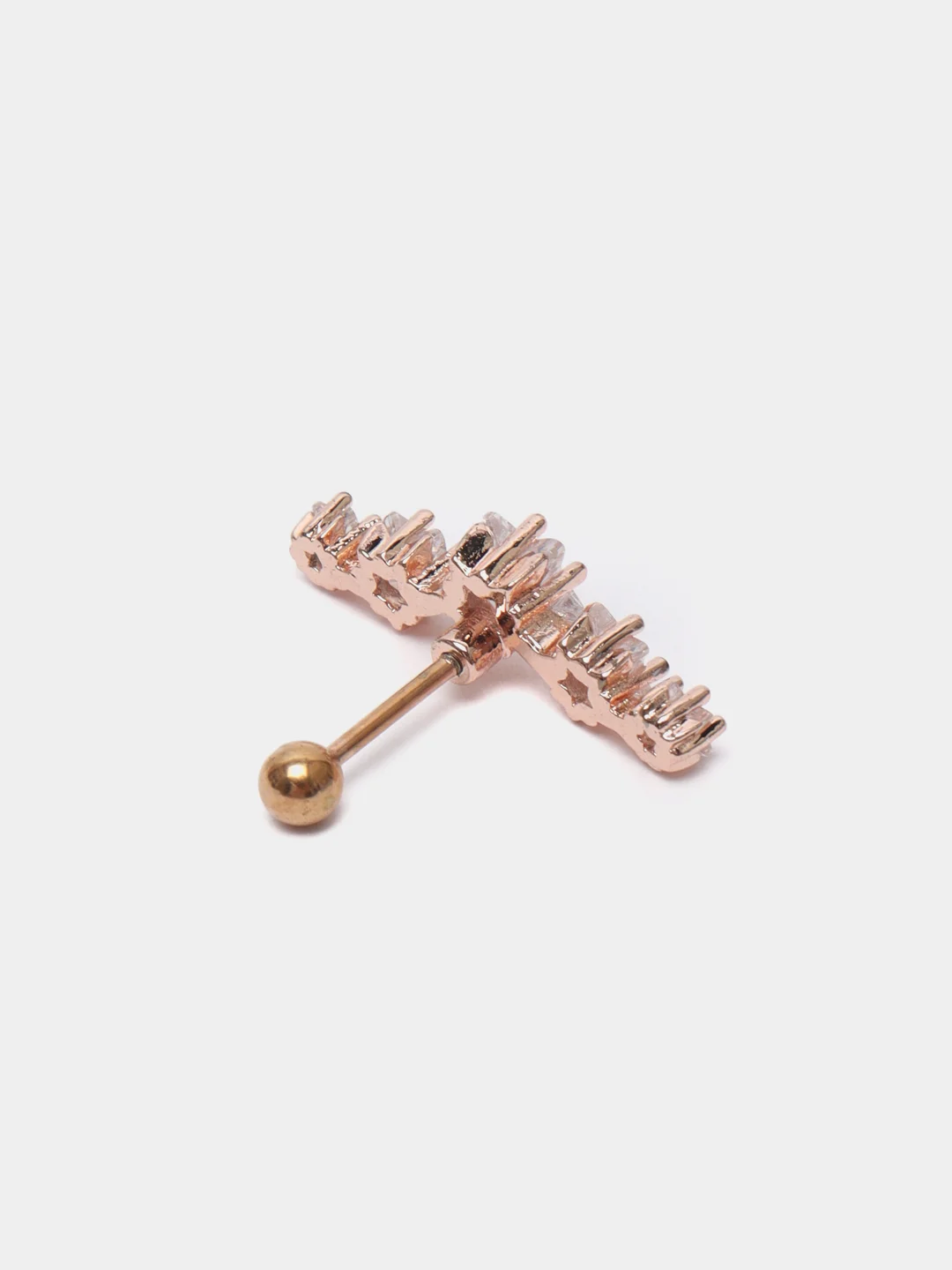 Вишнёвый микросерьга-пирсинг "Pink Gold" со стержнем из нержавеющей стали