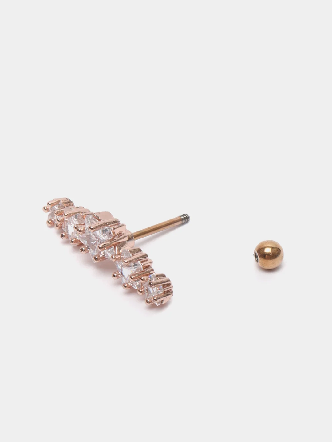 Вишнёвый микросерьга-пирсинг "Pink Gold" со стержнем из нержавеющей стали