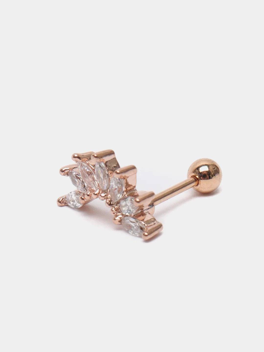 Алый микросерьга-пирсинг "Pink Gold" со стержнем из нержавеющей стали