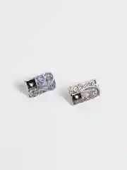 Серьги ажурные с гематитом, серебрение с оксидированием